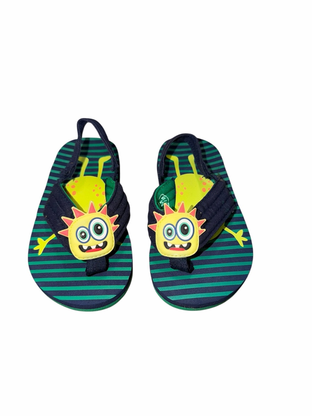 Boys Monster Sandals Cat Jack Blue Green Flip Flop Shoes Size 7/8